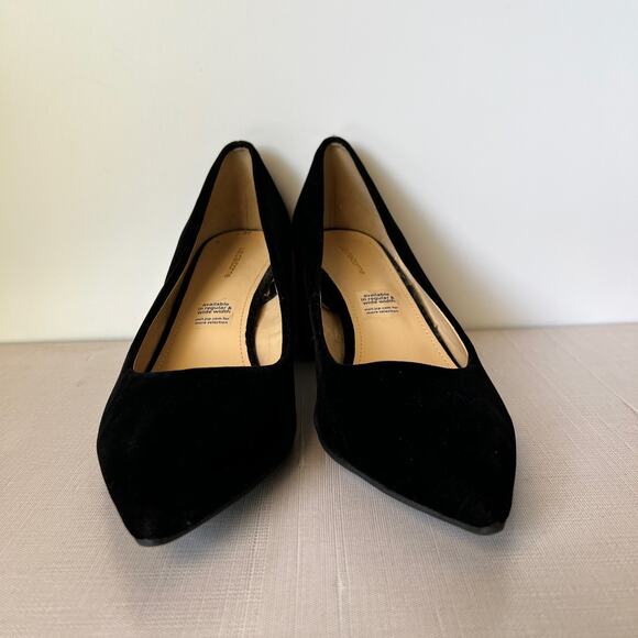Liz Claiborne Black Velvet Gold Glitter Block Heels Pointed Toe Womens Size 9 - Picture 3 of 7